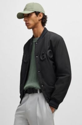 Grained-leather belt with branded keeper, Black