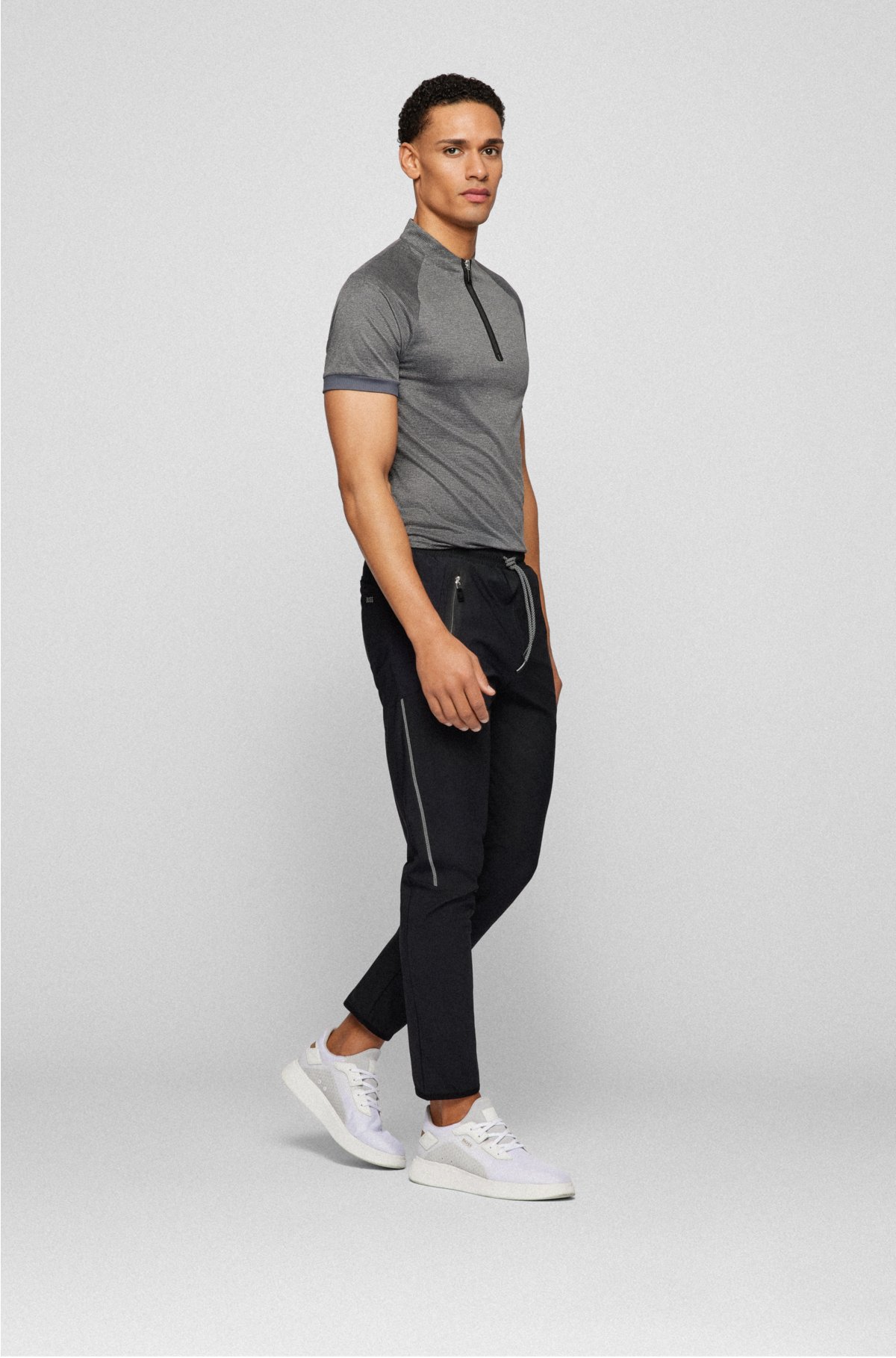 BOSS - Slim-fit polo shirt in active-stretch mesh