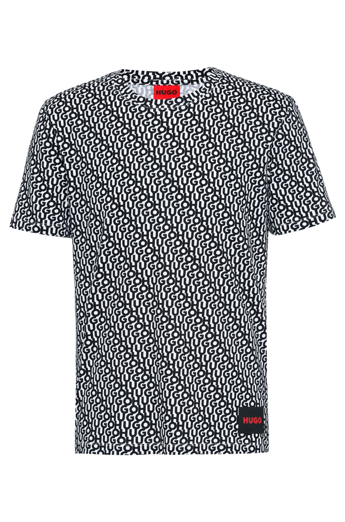 HUGO - Cotton-jersey T-shirt with logo print and label