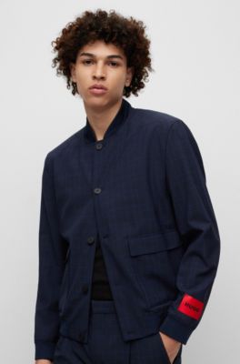 HUGO Checked slimfit suit in a stretchwool blend