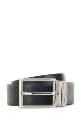 BOSS - Reversible Italian-leather belt with monogram buckle