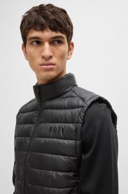Packable gilet with tonal logo, Black