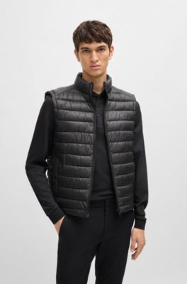 Hugo Boss Packable Gilet With Tonal Logo In Black 001