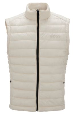 Packable gilet with tonal logo, White