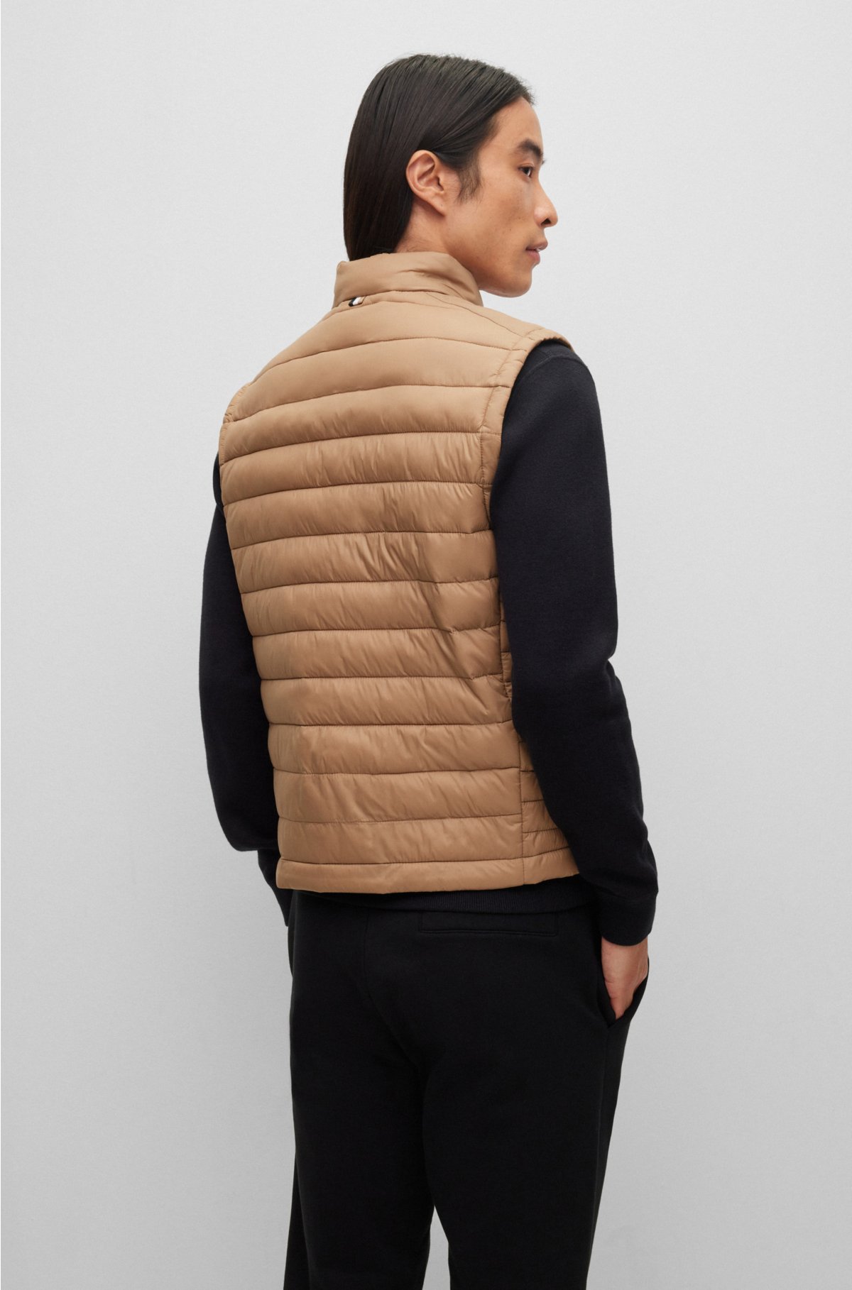 Packable gilet with tonal logo, Beige
