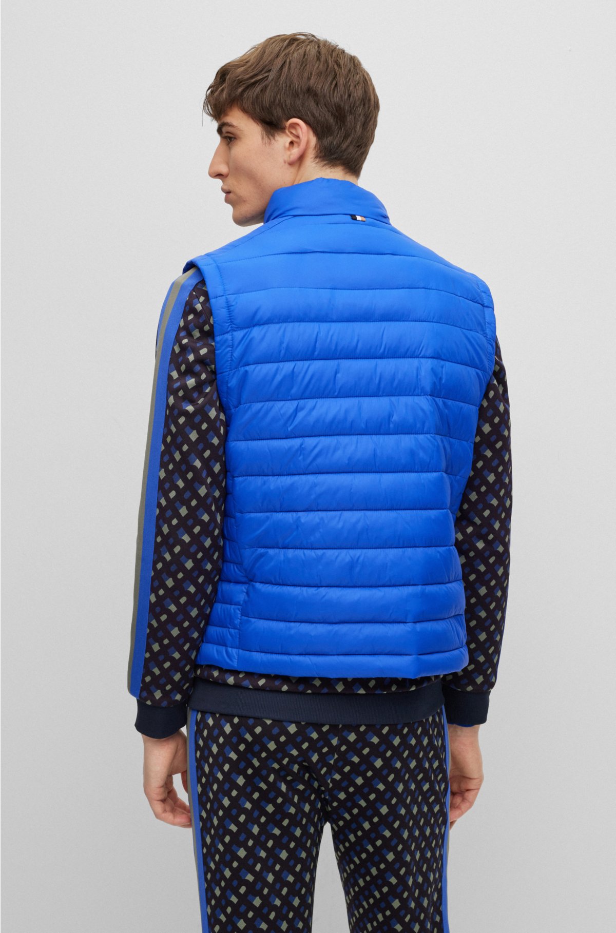 Packable gilet with tonal logo, Blue