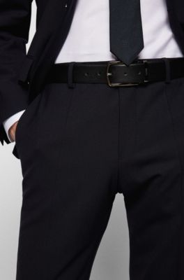 Reversible Italian-leather belt with quick-release buckle, Black