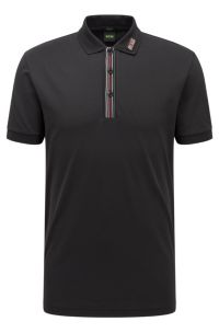 BOSS - Stretch-cotton polo shirt with multicolored logo