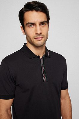 HUGO - Cotton-piqué polo shirt with logo print