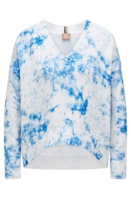 BOSS Cotton sweater with tie dye print