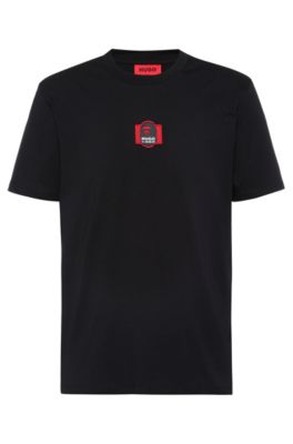 HUGO - Cotton-jersey regular-fit T-shirt with collaborative artwork