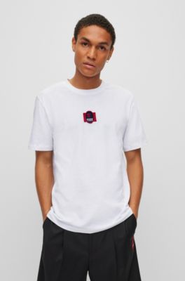 HUGO - Cotton-jersey regular-fit T-shirt with collaborative artwork