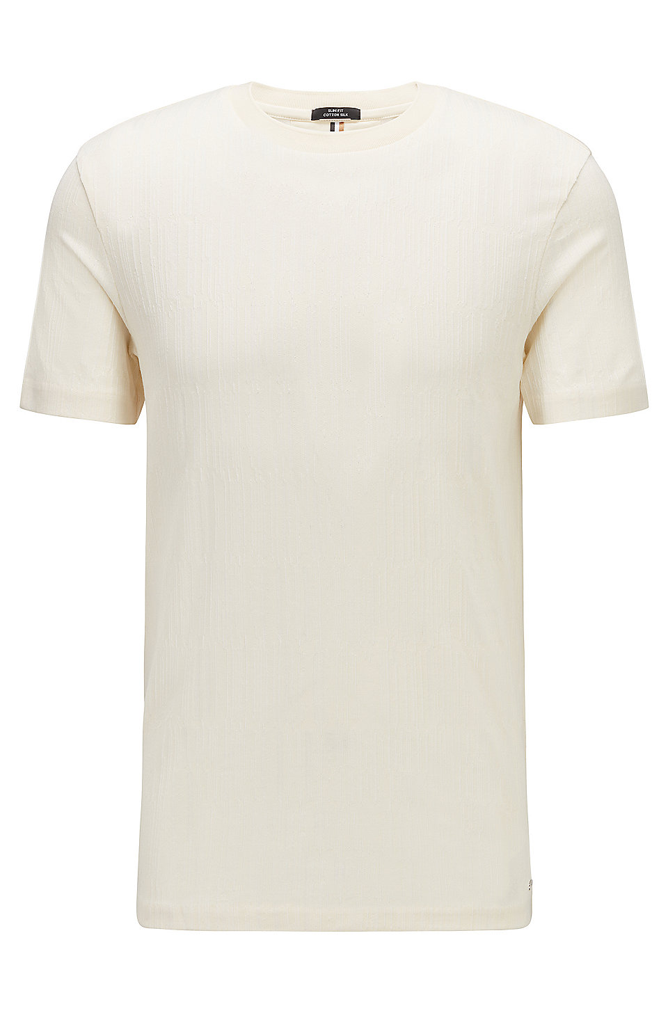 BOSS - Slim-fit T-shirt in two-tone silk and cotton