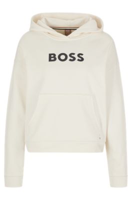 BOSS Cotton terry relaxed fit hoodie with contrast logo