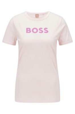 hoppe Udfør Afvist BOSS - Organic-cotton T-shirt with contrast logo