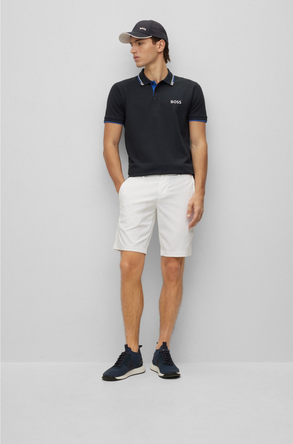 BOSS - Slim-fit shorts in water-repellent twill