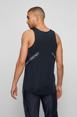 BOSS - Slim-fit tank top with logo-tape inserts