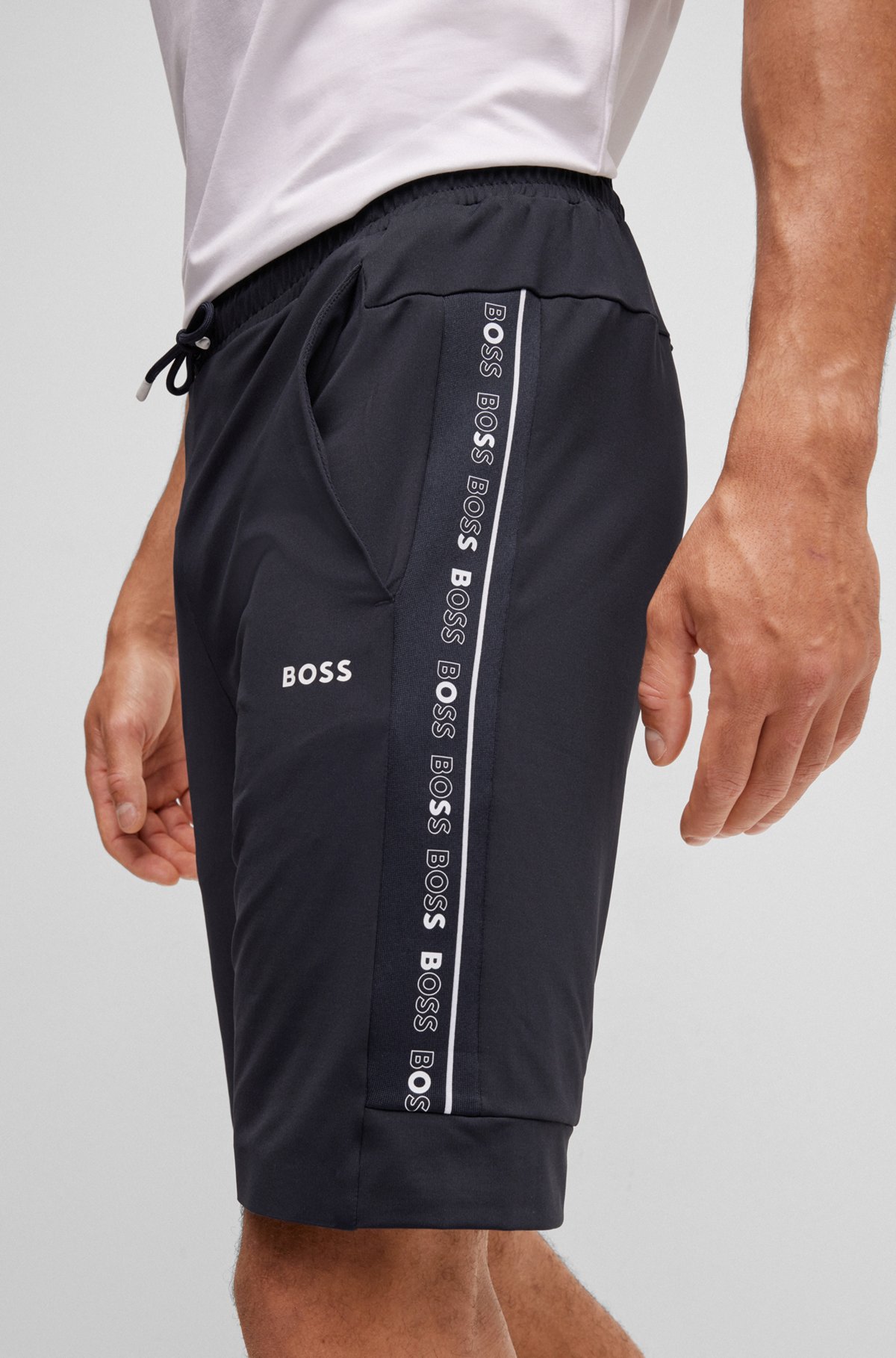 BOSS - Regular-fit shorts with logo-tape inserts