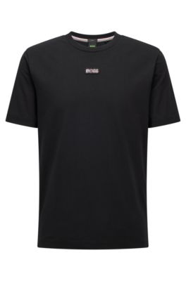 BOSS - T-shirt in stretch cotton with multi-colored logo