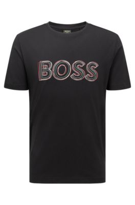 BOSS - Cotton-jersey regular-fit T-shirt with logo artwork