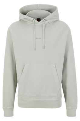 BOSS - Garment-dyed cotton-terry hoodie with tonal logo