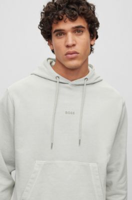 BOSS - Garment-dyed cotton-terry hoodie with tonal logo