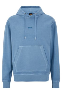 BOSS - Garment-dyed cotton-terry hoodie with tonal logo