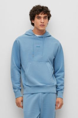 BOSS - Garment-dyed cotton-terry hoodie with tonal logo