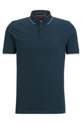 Hugo Boss Stretch-cotton Slim-fit Polo Shirt With Logo Patch In Light Green