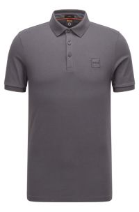 BOSS Stretch cotton slim fit polo shirt with logo patch