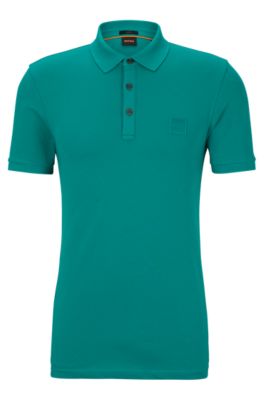 BOSS - Stretch-cotton slim-fit polo shirt with logo patch