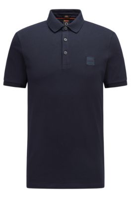 BOSS - Stretch-cotton slim-fit polo shirt with logo patch