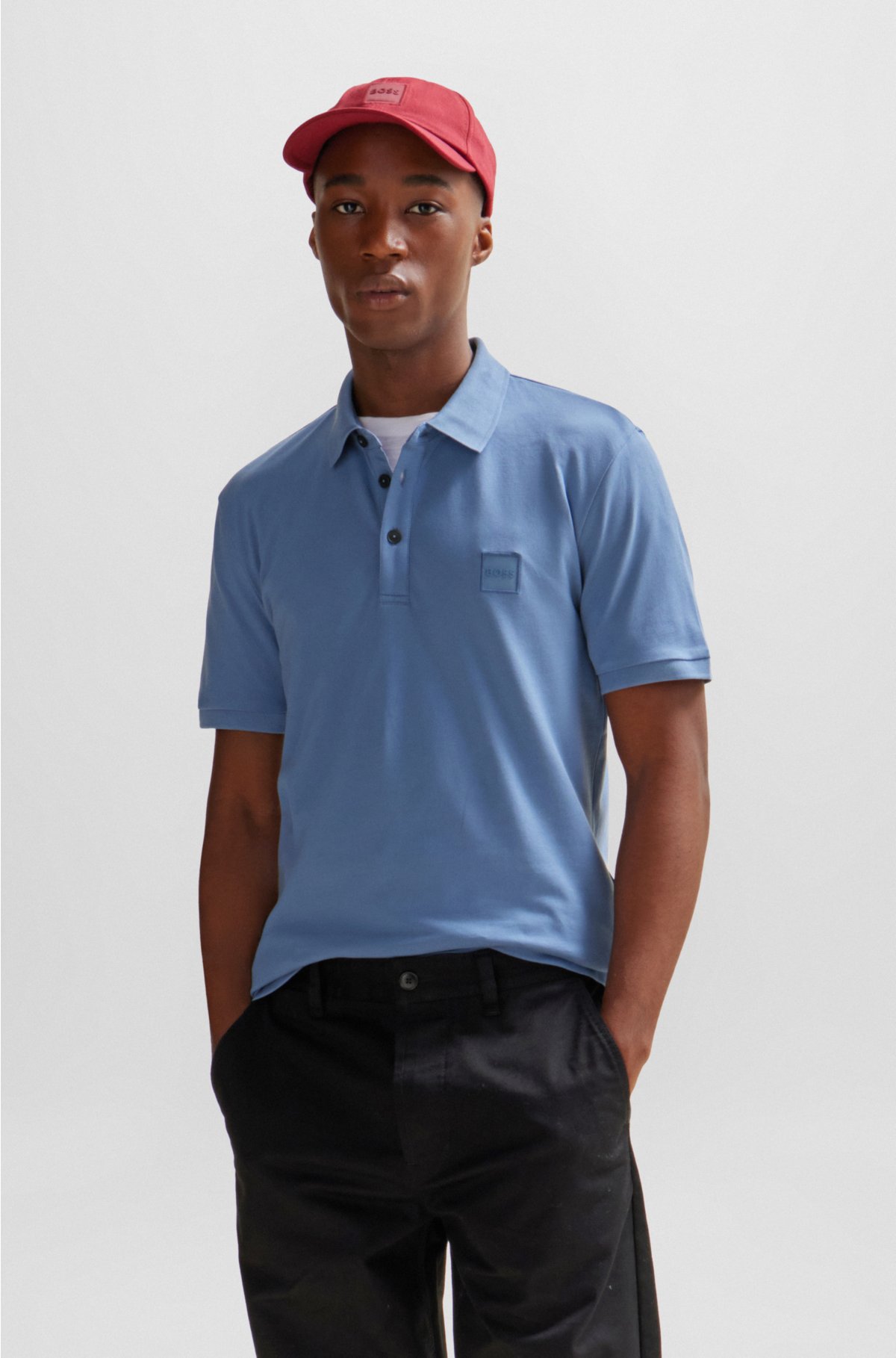 slim-fit shirt Stretch-cotton - polo patch with BOSS logo