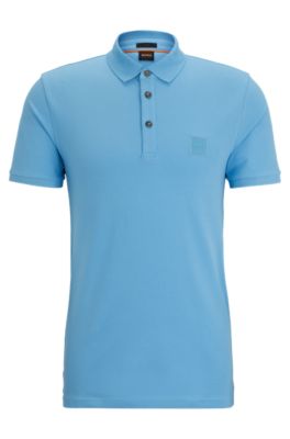 HUGO BOSS STRETCH-COTTON SLIM-FIT POLO SHIRT WITH LOGO PATCH