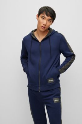 HUGO - French-terry-cotton zip-up hoodie with repeat logos