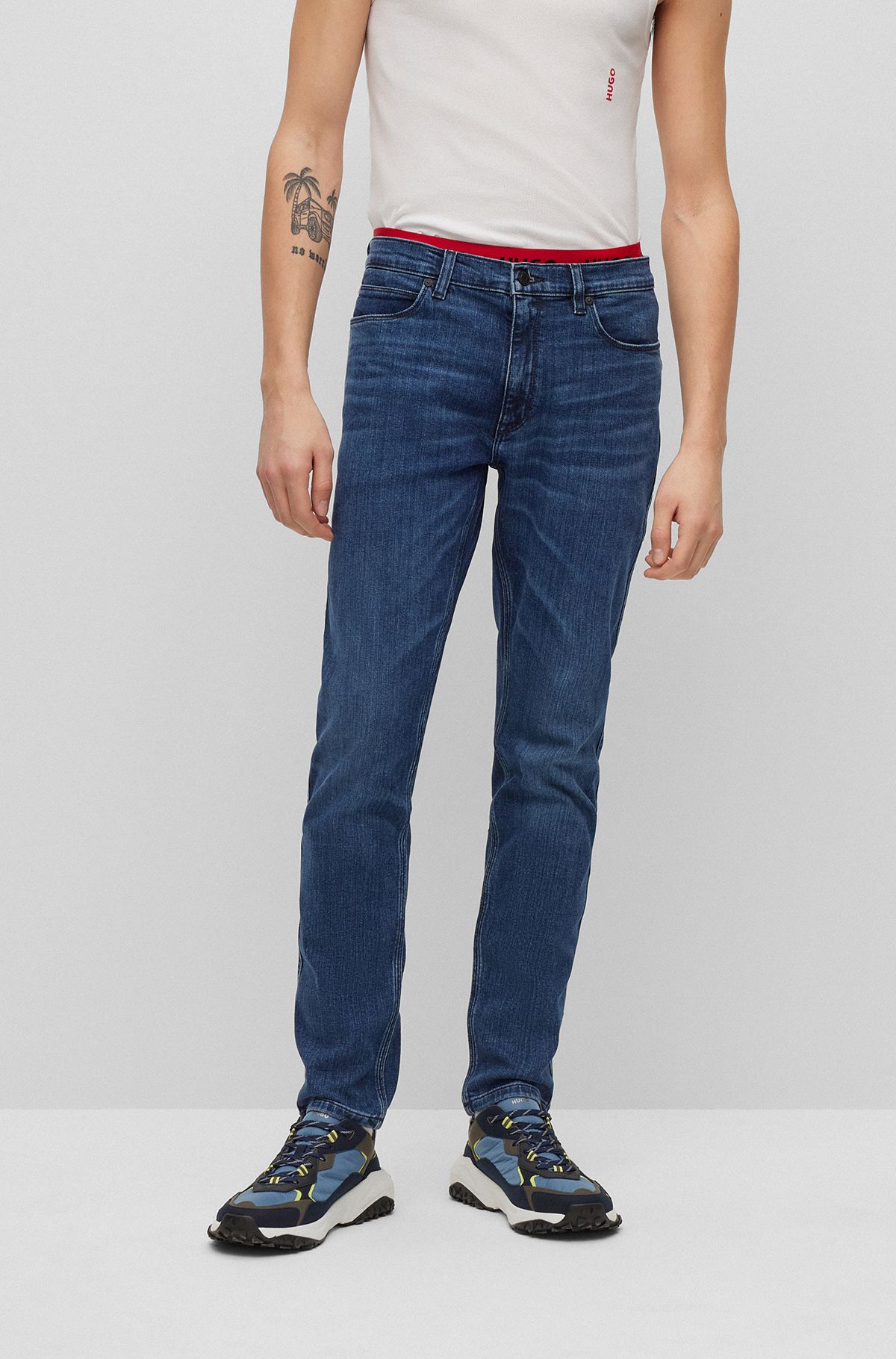 HUGO - Extra-slim-fit jeans in blue super-soft denim