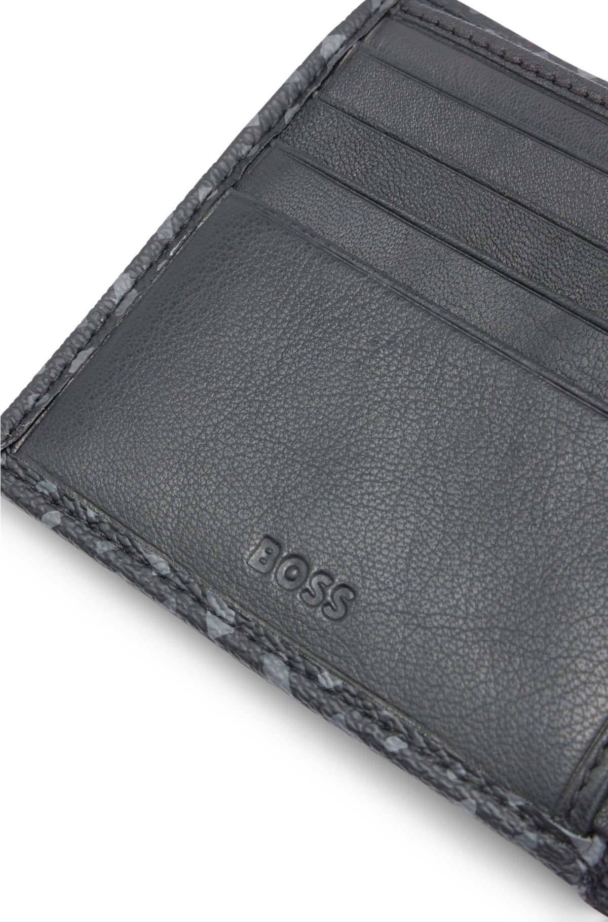 BOSS - Structured billfold wallet with monogram detailing