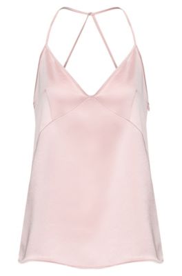 Hugo Satin Regular-fit Camisole Top With Crossed Straps In Light Pink