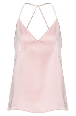 Hugo Boss Satin Regular-fit Camisole Top With Crossed Straps In Light Pink