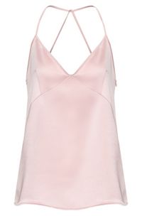 Satin regular-fit camisole top with crossed straps, light pink