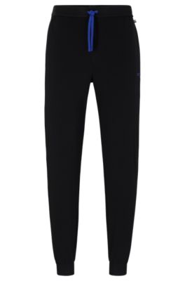 HUGO BOSS STRETCH-COTTON TRACKSUIT BOTTOMS WITH EMBROIDERED LOGO