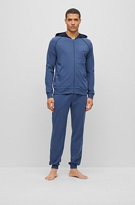 BOSS - Stretch-cotton tracksuit with embroidered logo bottoms