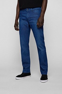 BOSS - Slim-fit jeans in blue satin-touch denim