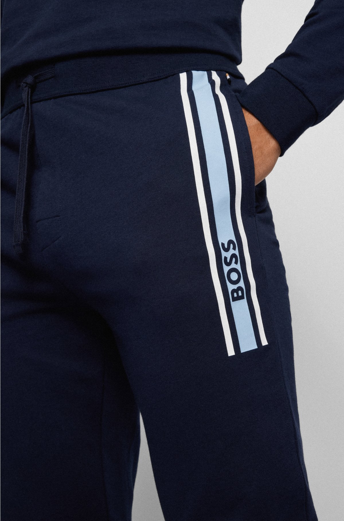 BOSS - Cotton-blend tracksuit bottoms with logo and stripe