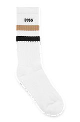 Quarter-length cotton-blend socks with signature stripe, White