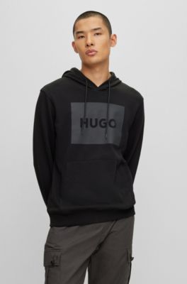 Hugo Boss Cotton-terry Hoodie With Box Logo In Black
