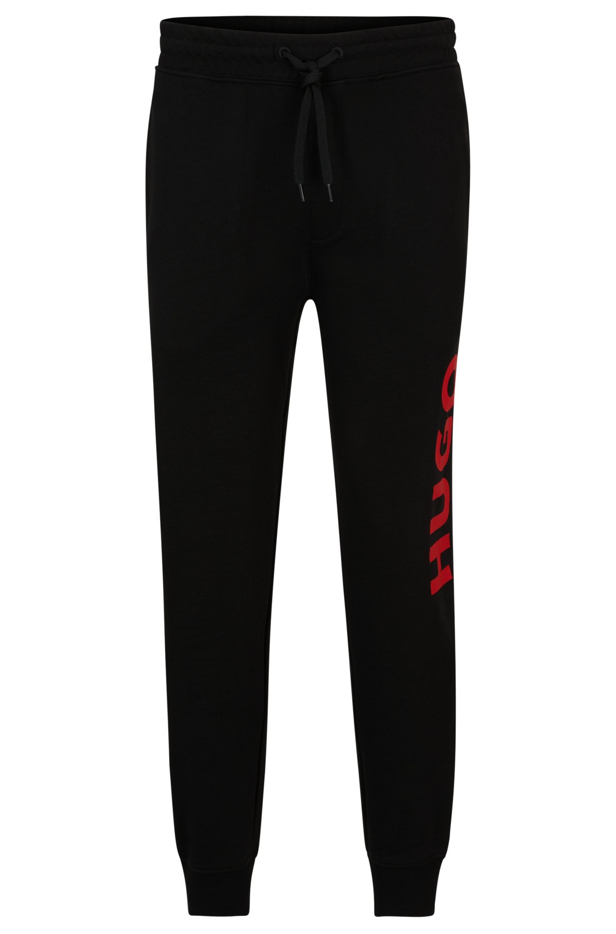 Cuffed tracksuit bottoms in French terry with contrast logo, Black