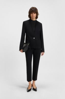 Ribbed top with mock neckline, Black