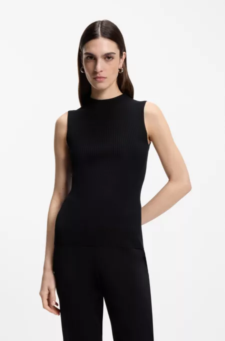 Ribbed top with mock neckline