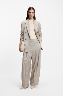 Top de punto de canal&eacute; con cuello caja, Blanco